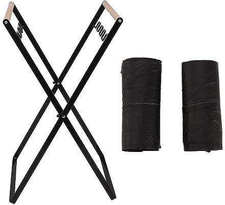 Supporto per Sacchetti della Spazzatura Portatile Supporto Pieghevole con Struttura in Filo di Ferro Cestino per la Raccolta Differenziata dei Rifiuti con 2 Sacchi della Spazzatura per Cucina,(Nero)