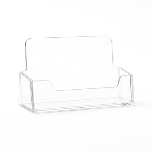 CompleteShopfittings 1 Tier Landscape Business Card Holder Business Card Stands Acrylic Card Display Desk Stand Holder for Businessman, Home & Office Use (Pack of 2) (Style A)