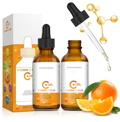 2 Stück Vitamin C Serum 20% Vitamin C Serum Gesicht Vitamin C Gesichtsserum Vitamin C Gesichtspflegeserum Anti AgingSerum Feuchtigkeitsserum Anti FaltenSerum Niacinamide Gesicht Serum 30ml