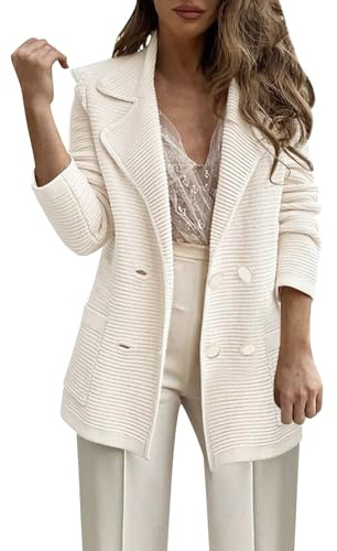 Generico Giacca da Abito Donna Oversize Elegante - Blazer Invernale Tinta Unita, Tailleur Classic Nero, Maniche Lunghe, Corta Cappotto