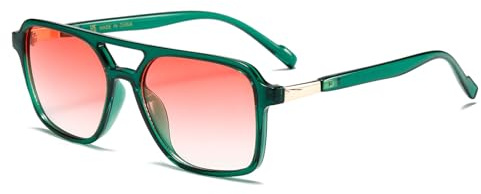 YAMEIZE Lunettes de Soleil Classiques Rectangle à Double Pont - pour Femmes Hommes Rétro 70s Pilot Carré Vintage Lunettes Conduite en Extérieur