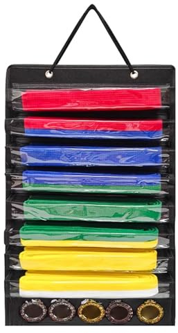Karate Belt Stativ, Kampsport Bältesorganisatör, Taekwondo kampsport dammsäker förvaringsväska, för förvaring av Taekwondo-bälten och medaljer (svart