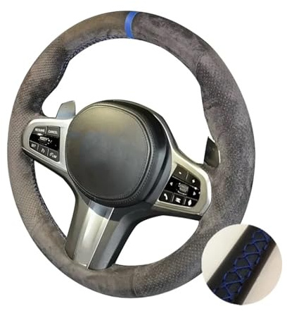 Rattmuff Bil Anpassad Bilrattkåpa Fläta Halkfri Mocka För BMW G30 G31 G32 G20 G21 G14 G15 G16 X3 G01 X4 G02 X5 G05 För M5 Bil Rattskydd Wrap(Shape A)