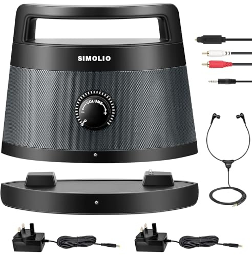 SIMOLIO 621D Plus – Kabellose Lautsprecher zum Fernsehen mit Kino- und klaren Dialogmodi, TV-Sprachverstärkter Lautsprecher, Bluetooth für Senioren, keine Verzögerung, TV- und Bluetooth-Modus, 50 m
