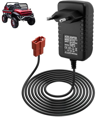 12V 1A Cargador de Batería para Juguetes, Cargador para Niños Adaptador de Corriente de Batería para Cargador de Coche Moto SUV ATV Quad Eléctrica en Juguetes Coches Eléctricos, Enchufe Cuadrado