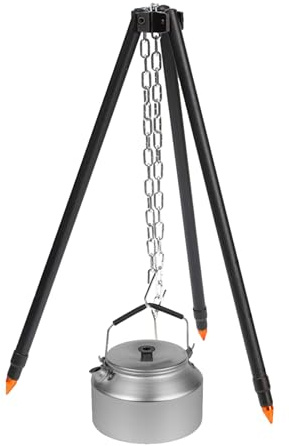 Trípode De Camping Para Cocinar - Portaequipajes Plegable, Soporte De Barbacoa Duradero | Soporte Para Ollas De Hierro Fundido Con Cadena Colgante, Para Camping Para Campamento