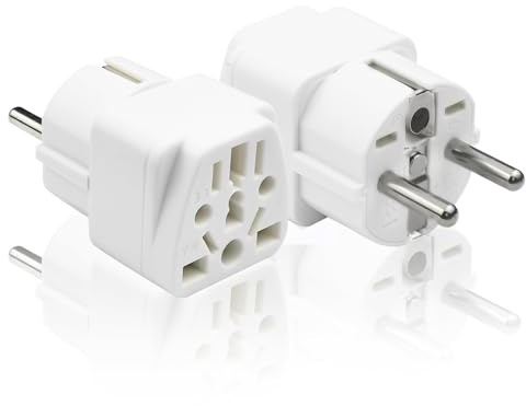 SJACXANM Adaptateur Prise International vers France, 2PCS Adaptateur Prise Chine, Adaptateur Prise Anglaise vers France, Adaptateur USA vers France pour Europe, France, Allemagne, Italie, Blanc
