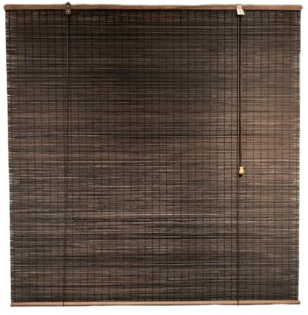YUJIANHUAA Rullgardin i Naturlig Bambu,Retro Romersk Gardin,95% Mörkläggning,Solskydd,Avskildhet,Luftfilterrullgardin för Fönster Och Dörrar,med Beslag,Możliwość personalizacji (145cm x 140cm)