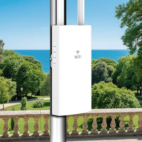 WONLINK Ripetitore WiFi Esterno/Access Point WiFi Esterno 1200Mbps, Dual Band con 2 Antenne, 2 Gigabit LAN/WAN Porte, 48V POE, MU-MIMO, Indicatore di Segnale, IP66, 3 Modalità Repeater/Router/AP