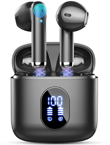 Ecouteurs Bluetooth sans Fil, Écouteurs Bluetooth 5.4 avec HiFi Stéréo Basses Casque, 30H Récréation, 4 ENC Réduction de Bruit Mic, Oreillette Bluetooth Sport IP7 Étanche, Écran LED, pour iOS Android