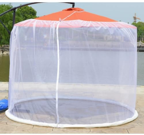 Tenda Zanzariera da Esterno 3m, Gazebo da Giardino,con Apertura a Cerniera e Tubo Riempibile con Acqua o Sabbia per Padiglione, Pergolato, Tende, Baldacchini, Terrazzo, Balcone (Bianco, rotondo)