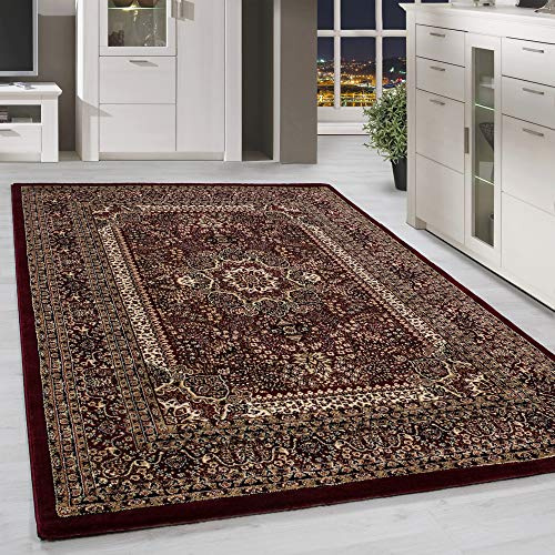 Homebyhome Orientmatta 120x170 cm Röd, Kortluggad Vintage Look, Lättskött Inredningsdetalj med Klassiskt Mönster för Vardagsrum