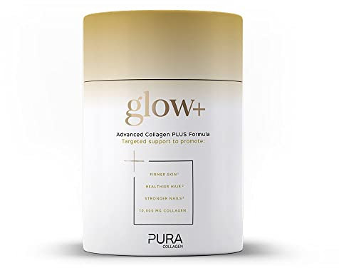Pura Collagen Powdered Supplement Glow+, 10,000mg Hydrolysed Peptides, Hyaluronic Acid, Vitamins & Minerals, 28 Servings, 284 g