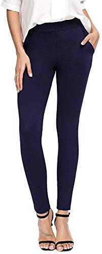 Bamans Damen Elegant Skinny Stoffhose schmales Bein Hose Stretch Business Office Elastischer mit Taschen