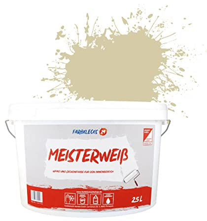Farbklecks24 Meisterweiß Color, Wandfarbe Beige 1-3 (2,5L),(versch. Farben),hohe Deckkraft
