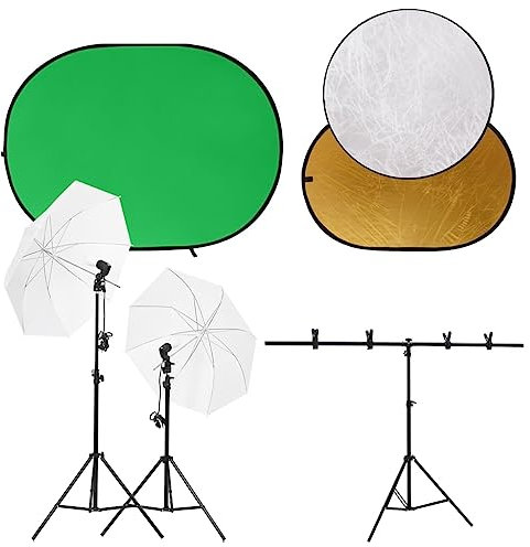 vidaXL Fotostudio-Set mit Leuchten, Hintergrund und Reflektor, Fotostudio Set, Studio Set, Tageslichtlampe, Fotografie Set, Fotostudio Beleuchtung