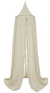 Jollein Baldachin Vintage Ruffle Nougat - Höhe 245 cm - Betthimmel Babybett Kinderzimmer - Beige