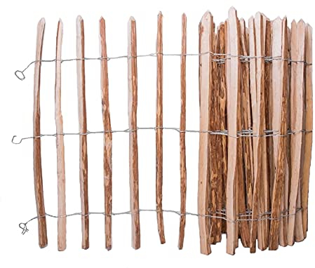 Sevico Staketenzaun imprägniert Haselnuss Holzzaun Haselnussholz Zaunlatte Rollzaun Kastanienzaun Gartenzaun 80 cm x 5m, Lattenabstand: 7-8 cm