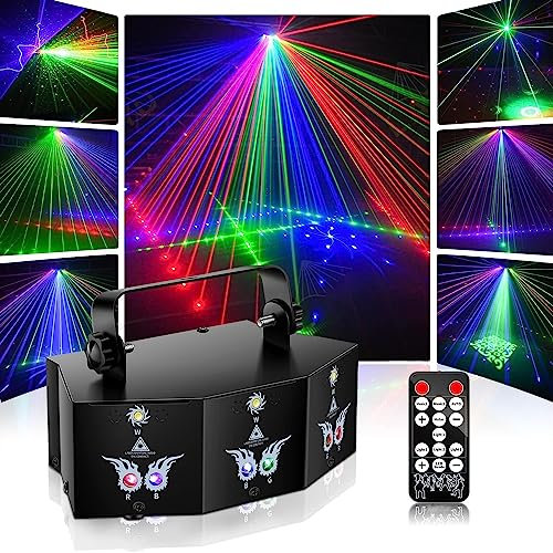 Luce da discoteca, Luce D-MX con 9 lenti a LED RGB, proiettore DJ con effetto stroboscopico attivato dal suono, adatto per feste, club, matrimoni, concerti, bar, compleanni