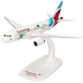 Herpa modellflygplan Eurowings Airbus A319 Steiermark, skala 1:200, klickmodell, samlarobjekt – flygplan med ställ, plastfigur