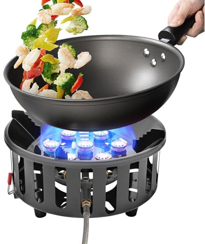 Hornillo de Gas para Camping 21000 W, Estufa de Camping Portátil, Hornillos Portátiles de Camping con Resistente al Viento, con Adaptador, para Picnic al Aire Libre, Trekking 23,5 x 11,5 cm