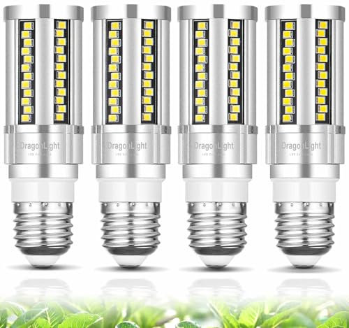 DragonLight 15W LED Pflanzenlampe Vollspektrum(150W Äquivalent) - E27 Pflanzenlicht 4000K Wachstumslampe - High PPFD Grow Light für Gewächshäusern, Innengärten, Gemüse, Blumen(4 Stück)