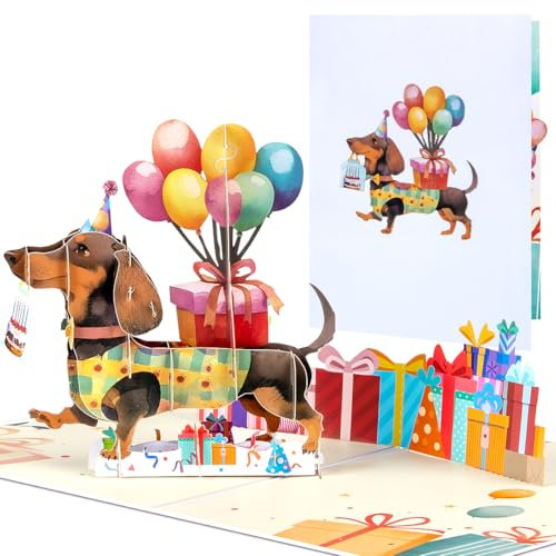 CNLITIHEKA Fun Dog Blessing Geburtstagskarte, 3D Pop-up Hund Geburtstagskarte, Hundeliebhaber Geburtstagsgeschenk, einschließlich Umschlag.