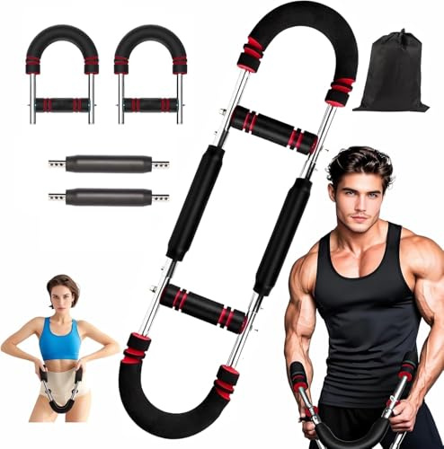 SOXOTOG Chest Exerciser for Men,Twister Arm Trainer,Portable Chest Trainer, Arm Twist Trainer, Portable Spring Resistance Trainer, Adjustable Arm Training Equipment for Home Fitness (Red)