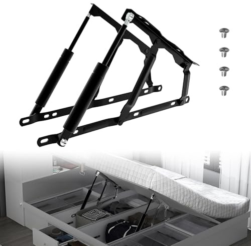 1 par 53 cm pneumatisk sänglyftmekanism, lyftmekanism för lagersängar, svart hydraulisk säng lyft upp gångjärn, 100 kg lastkapacitet för säng, förvaringssäng, låda, tillbehör soffa