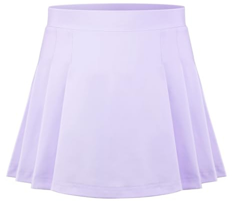 SPFASZEIV Girls Tennis Skirt Kids Pleated Tennis Skort with Shorts Pockets Toddler Athletic Golf Skorts Mini School Skater Skirts 6-7 Years Purple