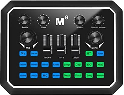 Tarjeta de sonido mezclador profesional, con efecto de música múltiple, regulación de tono alto y bajo, chips de procesador DSP