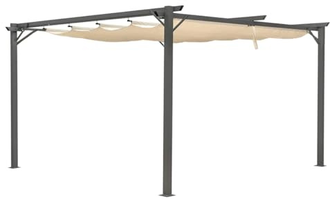 Gazebo Pergola in Acciaio e Alluminio con Tetto Retrattile Impermeabile (3X4 MT)