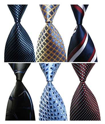 Wehug Lot 6 PCS Men's Ties 100% Silk Tie Woven Necktie Jacquard Neck Ties style002