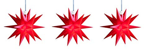 3D LED Stern Ø 12 cm Weihnachtsstern Batterie Ministern Innen Kunststoff Stern klein Leuchtstern Deko für innen Indoor von Dekowelt (3er Kette rot)