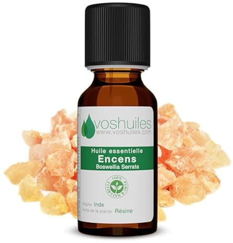 VOSHUILES - Huile Essentielle d'Encens - 5ml - 100% Pure et Naturelle - Oliban Boswellia Serrata - Relaxation Intense et Sérénité - Parfum Boisé et Calme