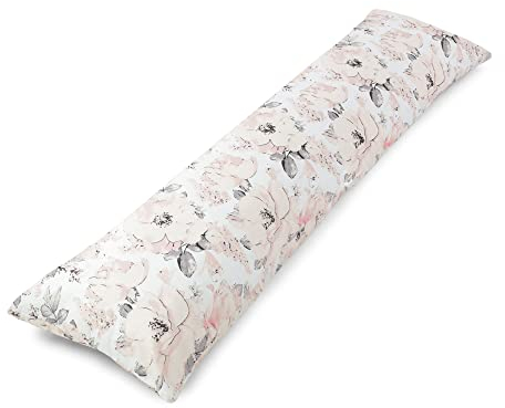 Totsy Baby Seitenschläferkissen 145 x 40 cm Schlafkissen mit Bezug - Body Pillow Seitenschlafkissen Komfortkissen Erwachsene Baumwolle Wilde Rose
