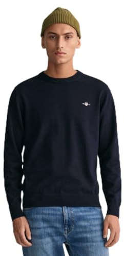 Gant Herren Cotton Pique C-Neck Pullover, Evening Blue, XL EU