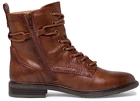Jana Damen Stiefeletten zum Schnüren Flach mit Schnürsenkeln und Reißverschluss Weite H Mehrweite, Braun (Cognac), 37 EU