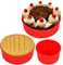 Moule Silicone 3Pcs - Moule Gateau Silicone - Moules Silicone Rond - Moule Silicone Air Fryer - Moule Cookeo - Moule Layer Cake 20 cm - Plat Silicone Air Fryer - Moule Silicone Patisserie(Rond Rouge)
