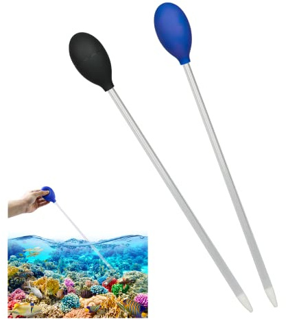 40 cm korallmatare 2 olika färger vattenväxlare pumpar för akvarium återanvändbar, lämplig för akvarium, akvarietillbehör (svart och blå)