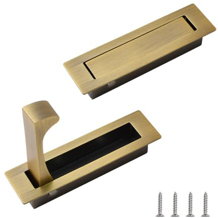 UFURMATE encastré porte de montage, 2PCS 304 poignée de porte de poche en acier inoxydable brossé matériel de porte de poche encastré porte de poche traction de bord de porte pour placard (Bronze)