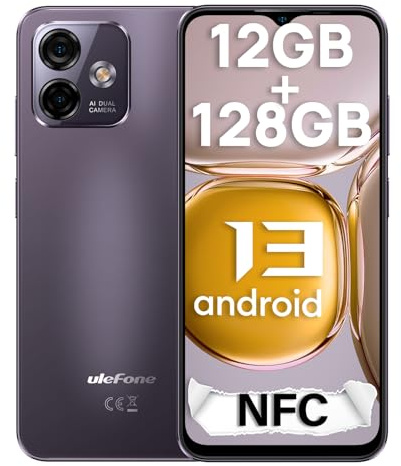 Ulefone Note 16 Pro Android 13 Smartphone Ohne Vertrag, 12GB+128GB/SD-256GB, 6.52 HD+5G WiFi, 50MP+8MP Kamera 4400mAh, Dual SIM 4G Handy Ohne Vertrag, Face ID/GPS/OTG/NFC Version Violett