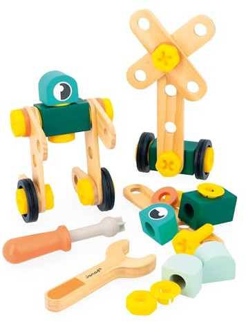 Janod - Mon Premier Jeu de Construction - Baril 50 Pièces - Jeu d'Imitation - Dextérité & Créativité - 3 Ans + - J06453