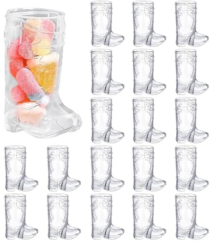 JINGAN Cowboy Boot Shot Glasses | Plas-tic Cowboy Boot Glasses (Bulk Pack of 25) 1oz Western Cowboy Beer Mugs | Reusable Cowboy Cowgirl Mugs for Bachelorette Party Supplies, WUT50YJT553Y2ZV8NDH