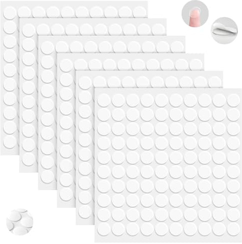 FIXCHORD Points Collants Double Face, 600pcs Points de Colle en Acrylique Transparent, Autocollants Points Adhésifs Imperméables Pâte Amovible Ronde Sans Trace pour Décorations d'Anniversaire 15mm