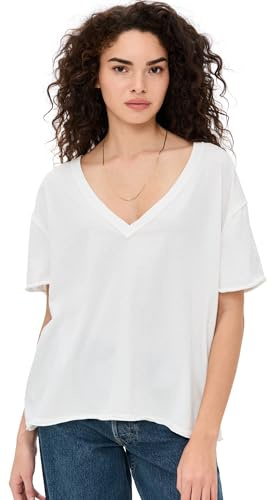Free People Women's Nina Tee V, Ivory, Medium