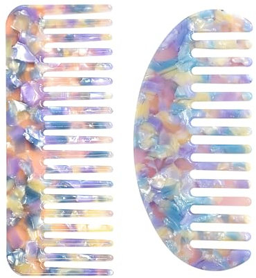 APOMOONS 2 Stück Lockenkamm Naturlocken, Antistatischer Locken Kamm für Locken, Grober Kamm Männer und Frauen, Bunte Grobzinkiger Haarkamm, Kamm Grobzinkig für Locken und Lange Haare