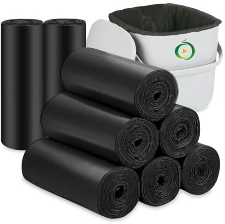 Flintronic 200 Pezzi Sacchetti Per Rifiuti Biodegradabili, Resistenti Sacchetti Immondizia Organici, Sacchetti Spazzatura Umido Compostabili 10 Lt, per Cucina, Ufficio, Soggiorno(45X50cm,Nero)