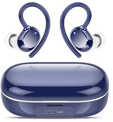 Auriculares Inalambricos Deportivos, 2025 Auriculares Bluetooth 5.3 HiFi Estéreo con Cancelación de Ruido ENC, Reproducción de 128H Pantalla LED Cascos Inalambricos, Control Táctil, IP7 Impermeable