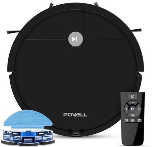Powell Robot Aspirapolvere Lavapavimenti 3000Pa - Navigazione Intelligente - Ricarica Automatica - Robot per la Pulizia con Base di Ricarica (Nero)
